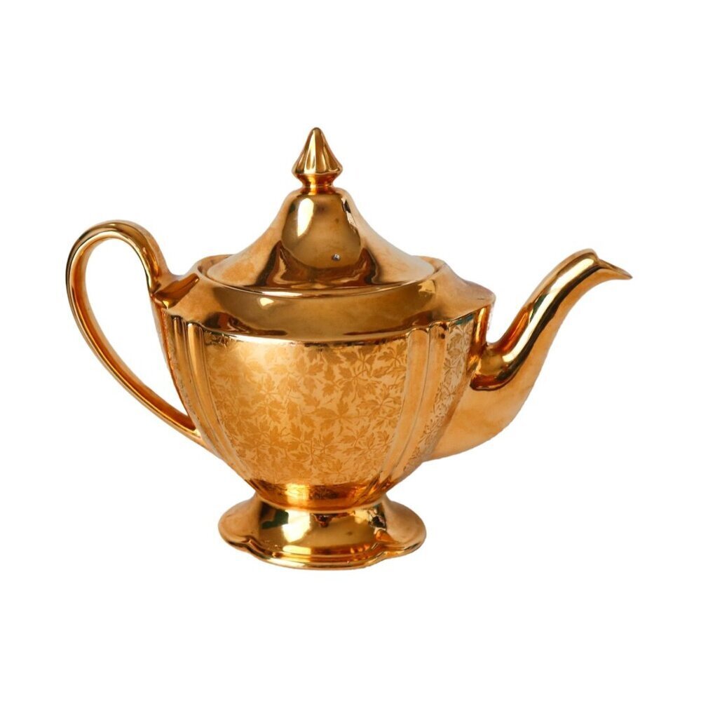 Royal Winton Gold Gilt Teapot With Floral Embossed Detailing